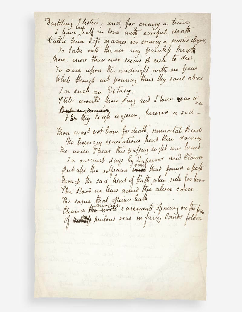 Ode to a Nightingale - John Keats' manuscript